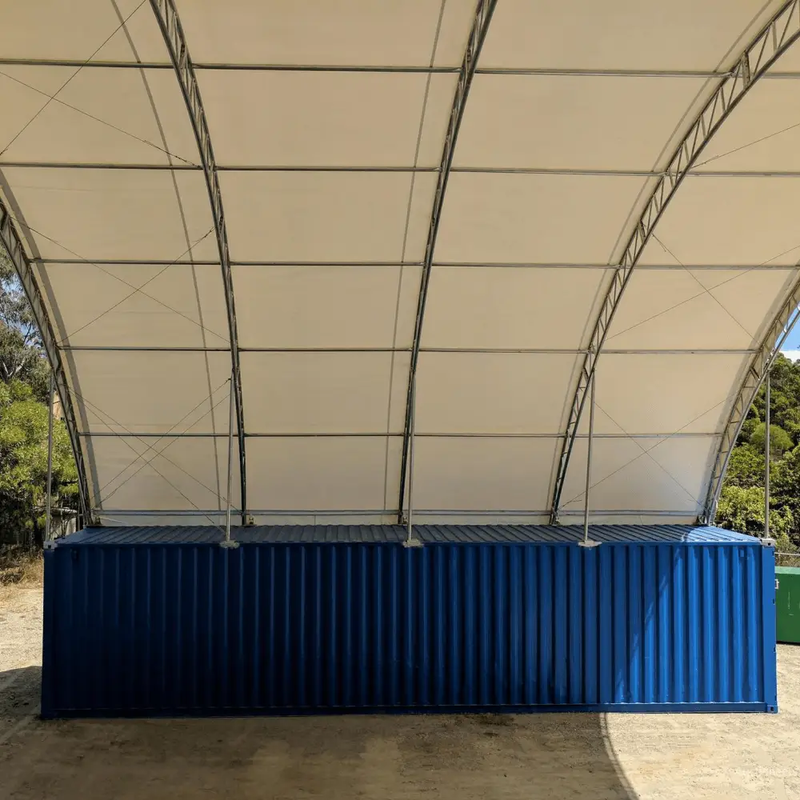 40'x40'x15' Double Truss Shipping Container Canopy Shelter, Outside by Chery Industrial