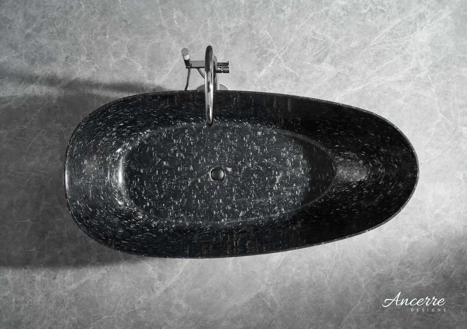 Anjuna 67" Freestanding Forged Carbon Fiber Bathtub by Ancerre Designs