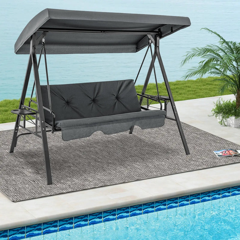 3-Seat Convertible Porch Swing with Adjustable Canopy by DirectDeals