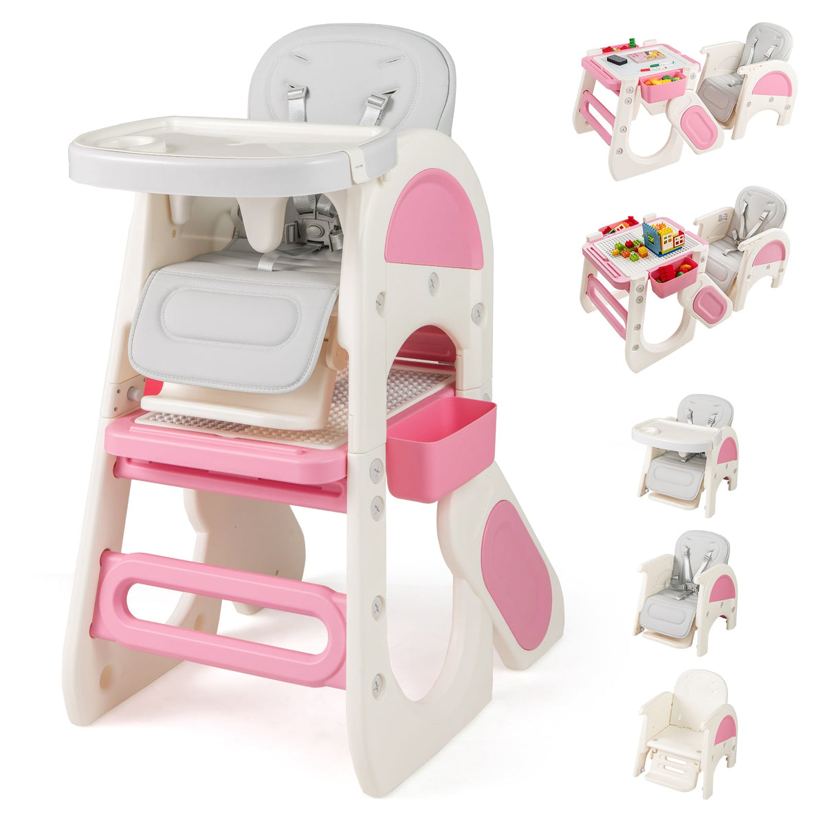 Convertible Baby High Chair with Double-layer Tray and Adjustable Backrest, photo 11 of 16