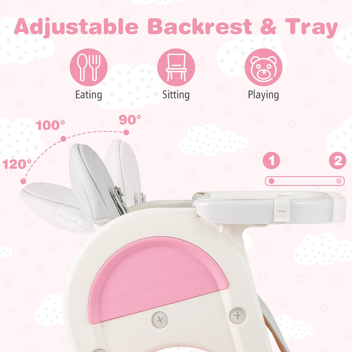 Convertible Baby High Chair with Double-layer Tray and Adjustable Backrest, photo 16 of 16