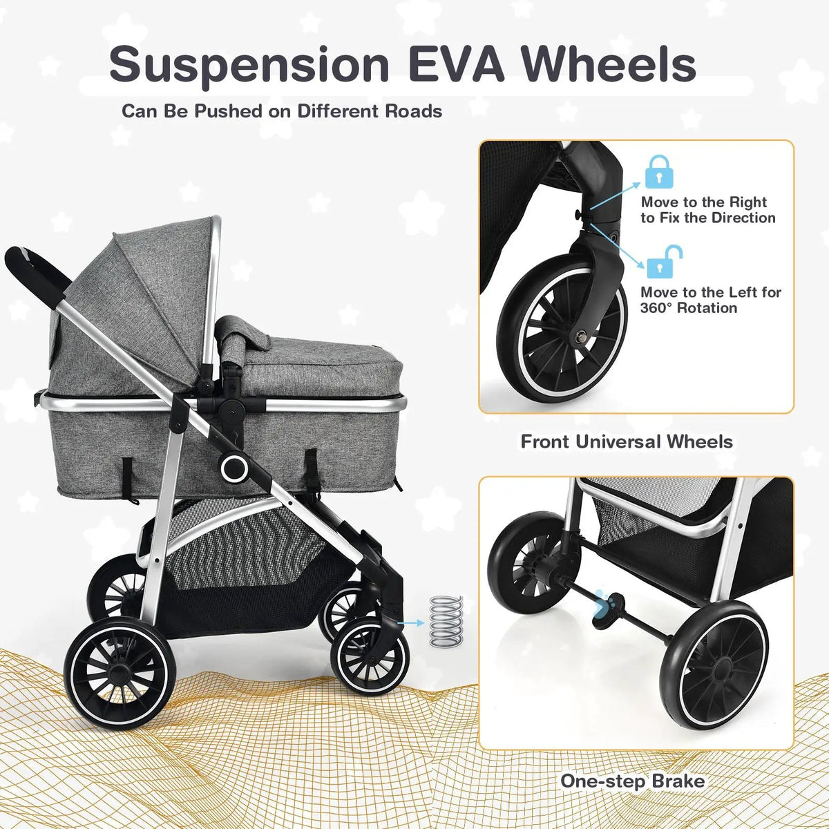 2-in-1 Convertible Baby Stroller with Reversible Seat, photo 8 of 9