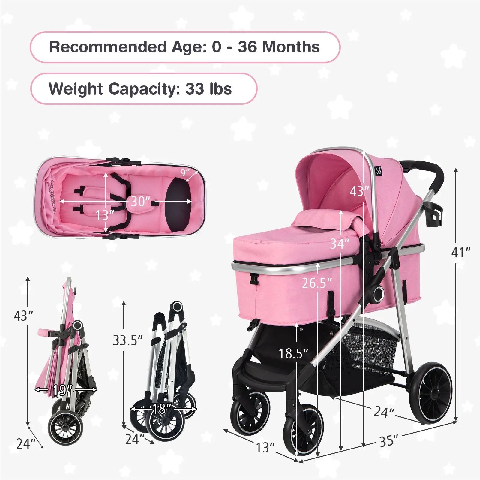 2-in-1 Convertible Baby Stroller with Reversible Seat by DirectDeals