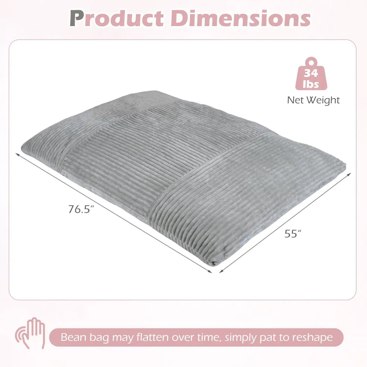 Convertible Bean Bag Floor Sofa with Washable Corduroy Cover, photo 29 of 32
