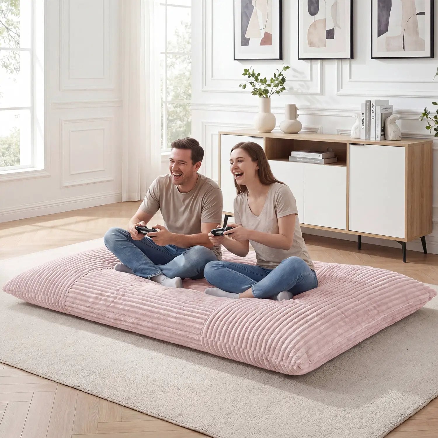 Convertible Bean Bag Floor Sofa with Washable Corduroy Cover by DirectDeals