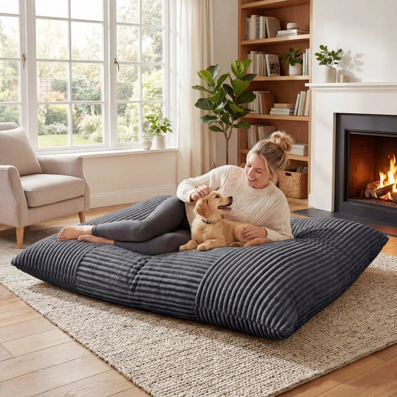 Convertible Bean Bag Floor Sofa with Washable Corduroy Cover by DirectDeals