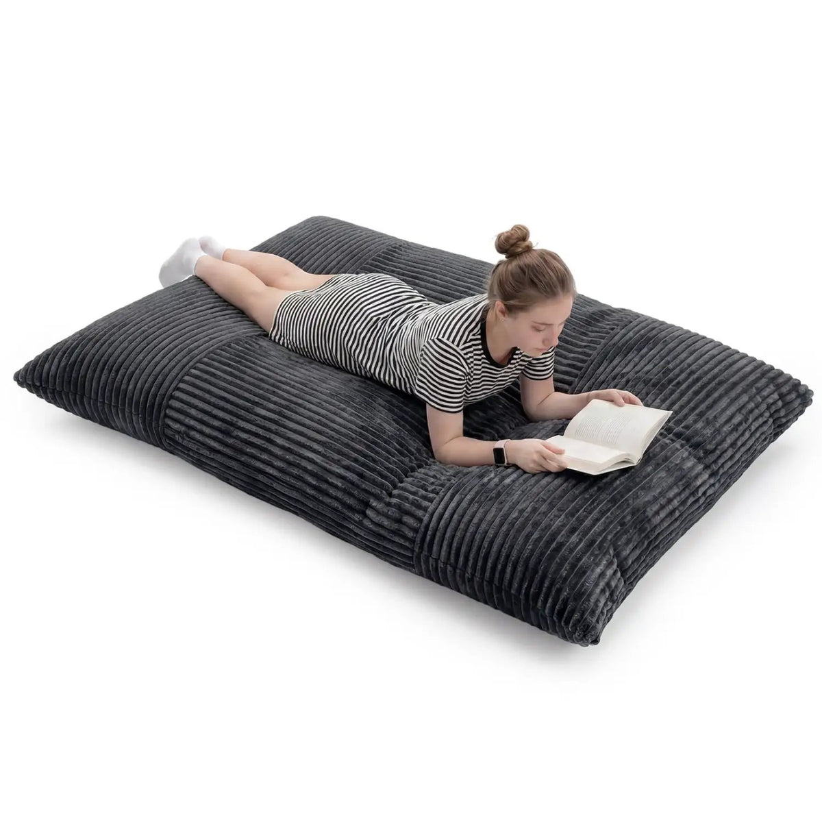 Convertible Bean Bag Floor Sofa with Washable Corduroy Cover, photo 20 of 32