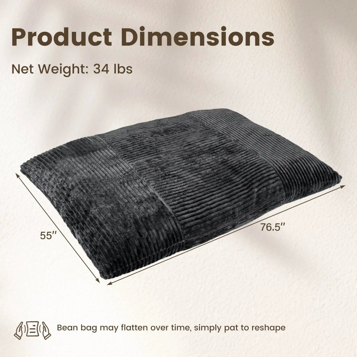 Convertible Bean Bag Floor Sofa with Washable Corduroy Cover, photo 21 of 32