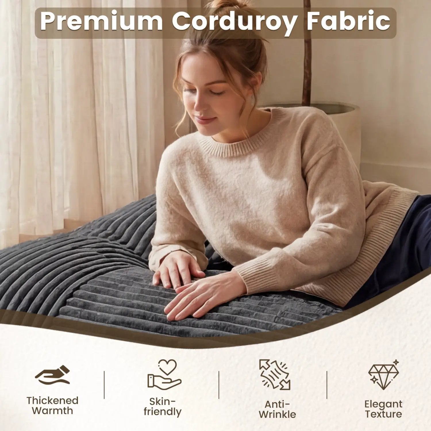 Convertible Bean Bag Floor Sofa with Washable Corduroy Cover by DirectDeals