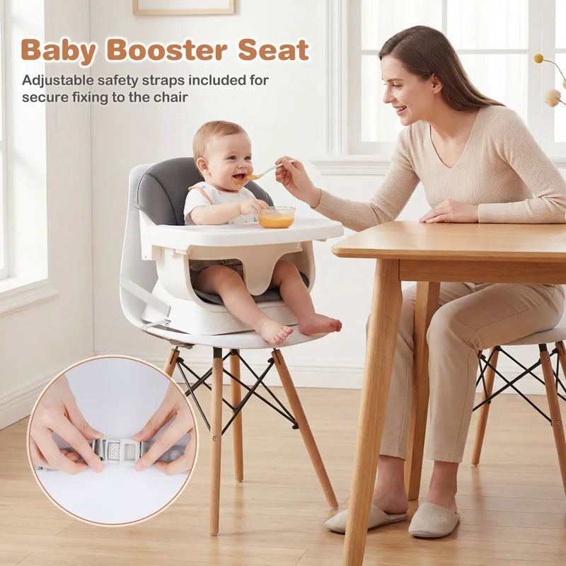 Convertible High Chair for Babies and Toddlers Solid Wood Baby Feeding Chair with 3-Position Adjustable Tray by DirectDeals