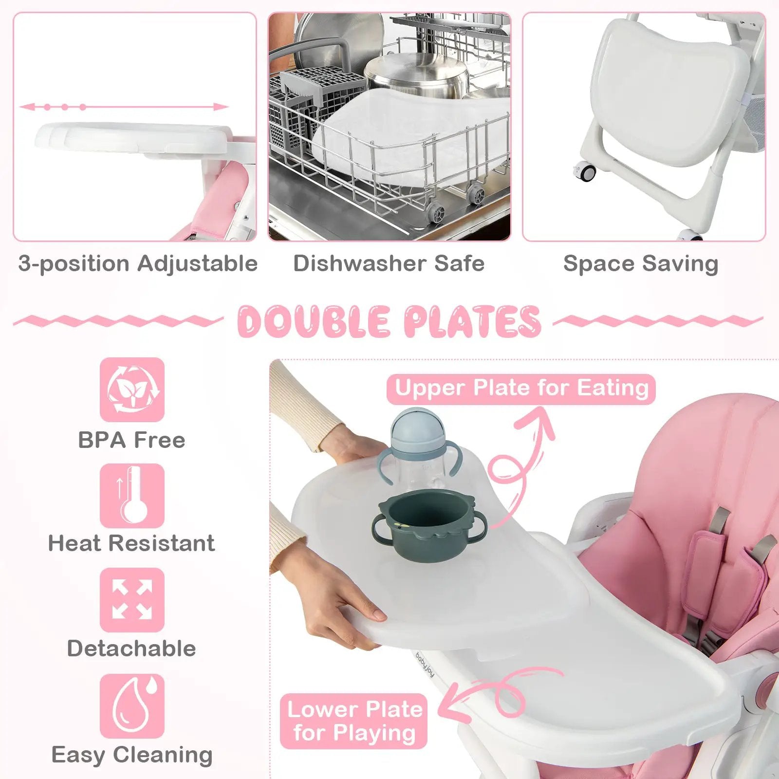 Convertible Infant Dining Chair with 5 Backrest and 3 Footrest Positions by DirectDeals