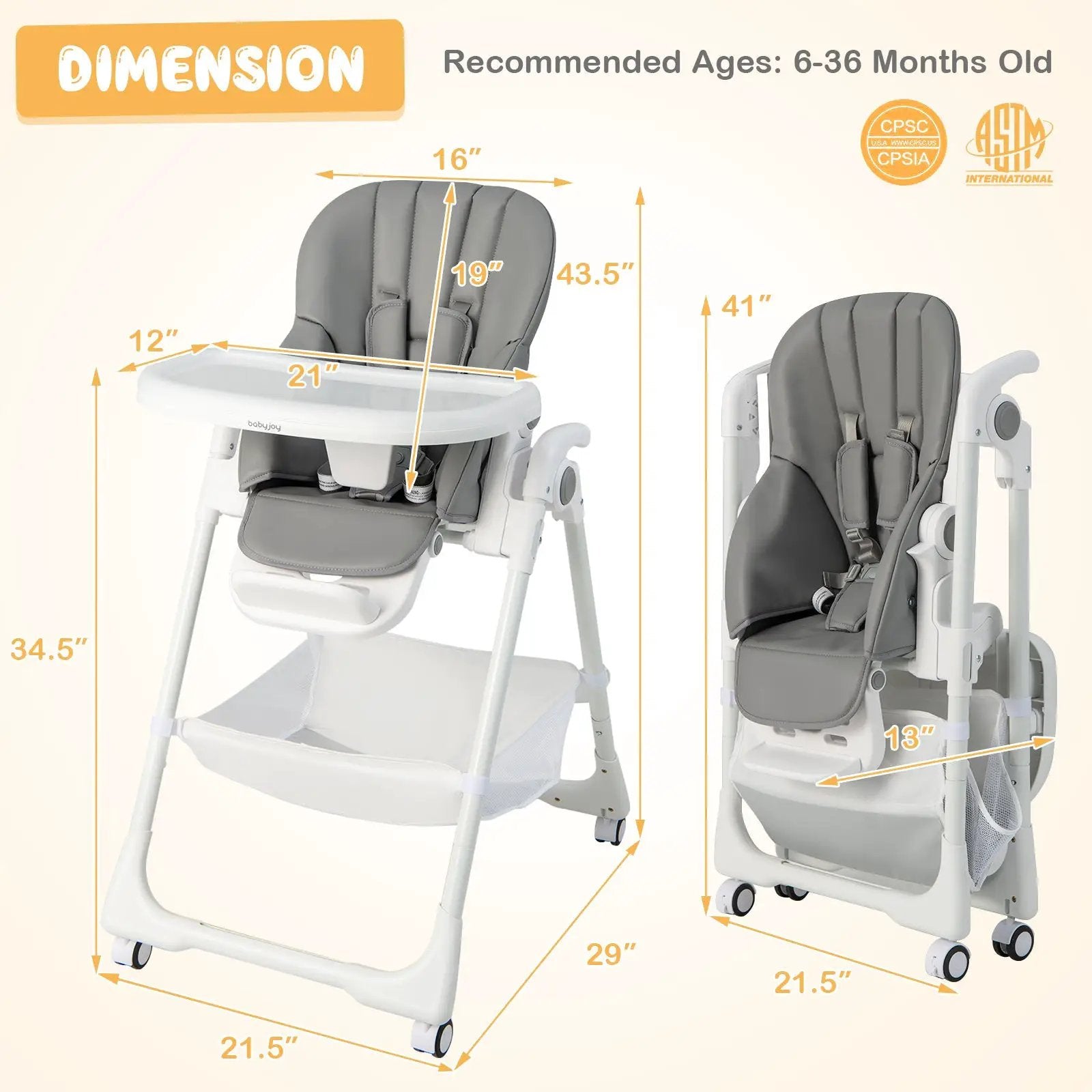Convertible Infant Dining Chair with 5 Backrest and 3 Footrest Positions by DirectDeals