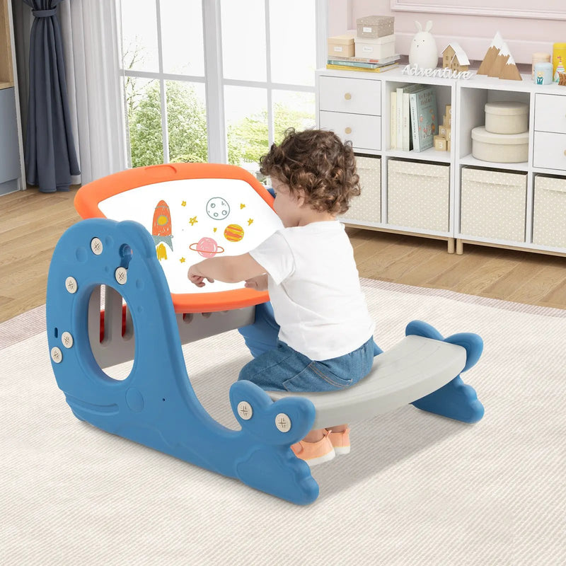 Convertible Kids Activity Table Set Toddler Easel with Erasable Whiteboard-Blue by DirectDeals