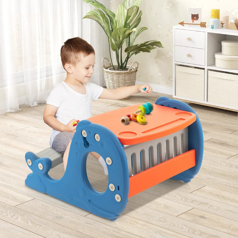 Convertible Kids Activity Table Set Toddler Easel with Erasable Whiteboard-Blue by DirectDeals