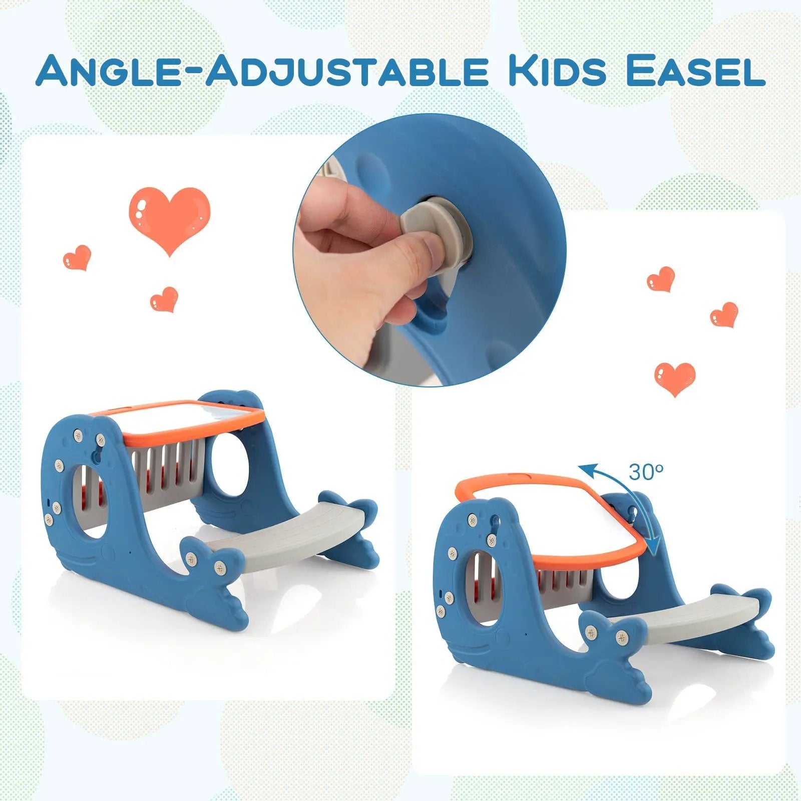 Convertible Kids Activity Table Set Toddler Easel with Erasable Whiteboard-Blue by DirectDeals