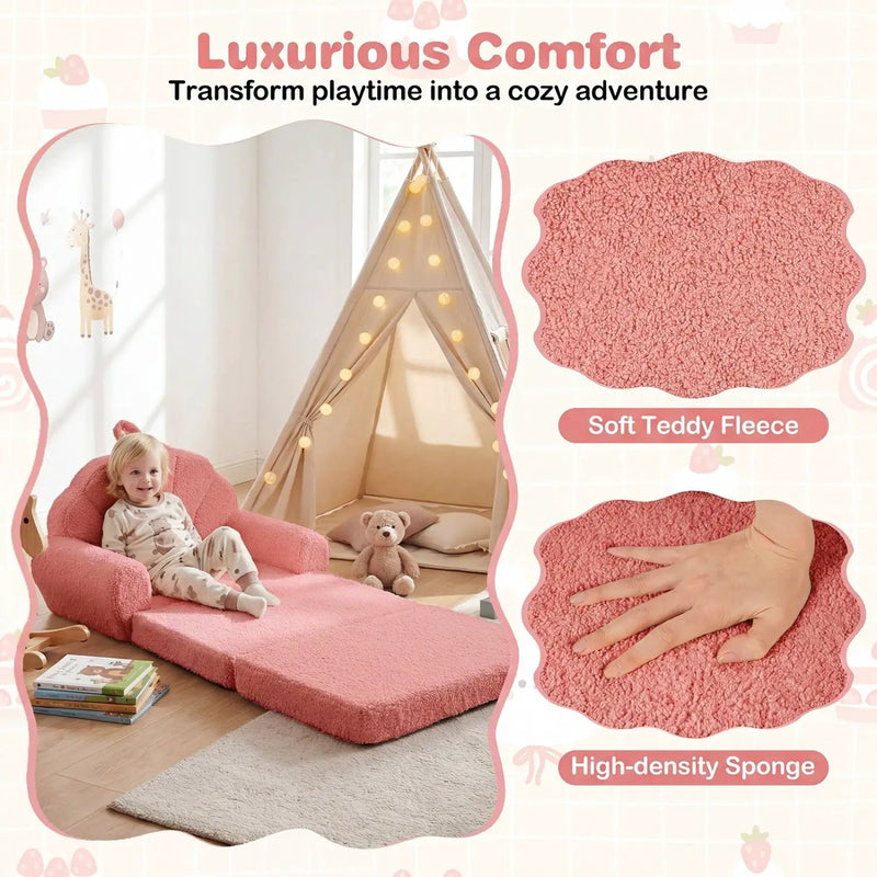 Convertible Kids Sofa 2-in-1 Fold out Toddler Couch Chair by DirectDeals