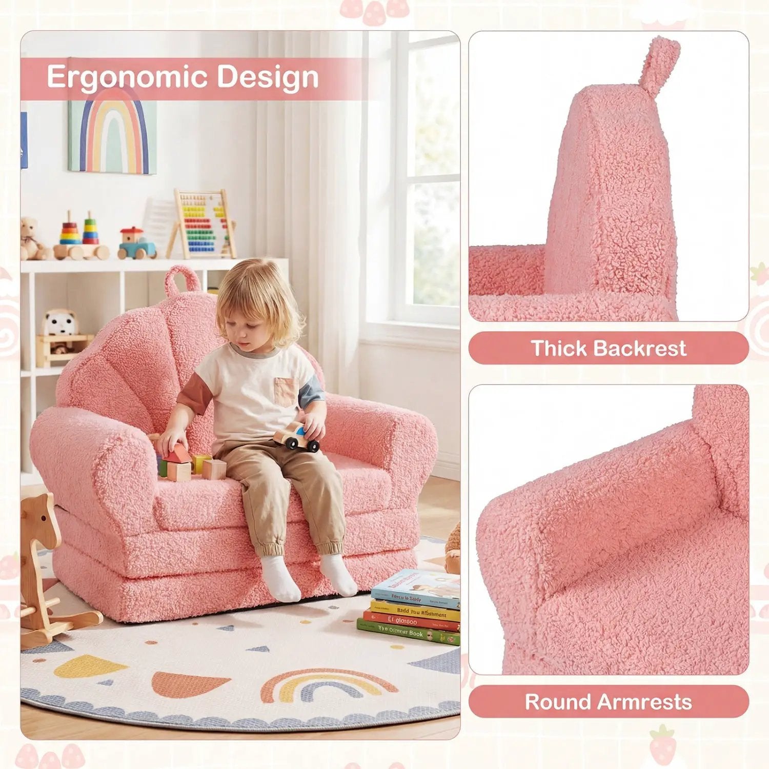 Convertible Kids Sofa 2-in-1 Fold out Toddler Couch Chair by DirectDeals