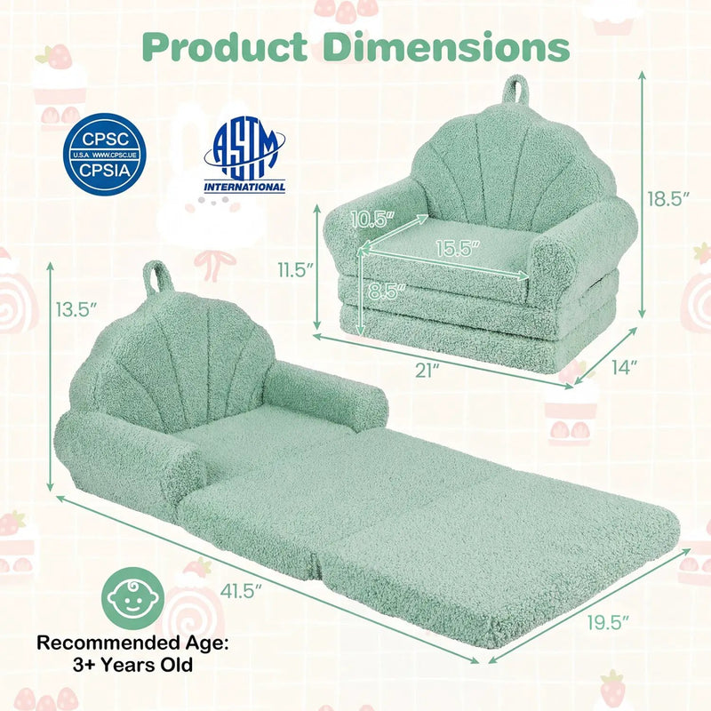 Convertible Kids Sofa 2-in-1 Fold out Toddler Couch Chair by DirectDeals