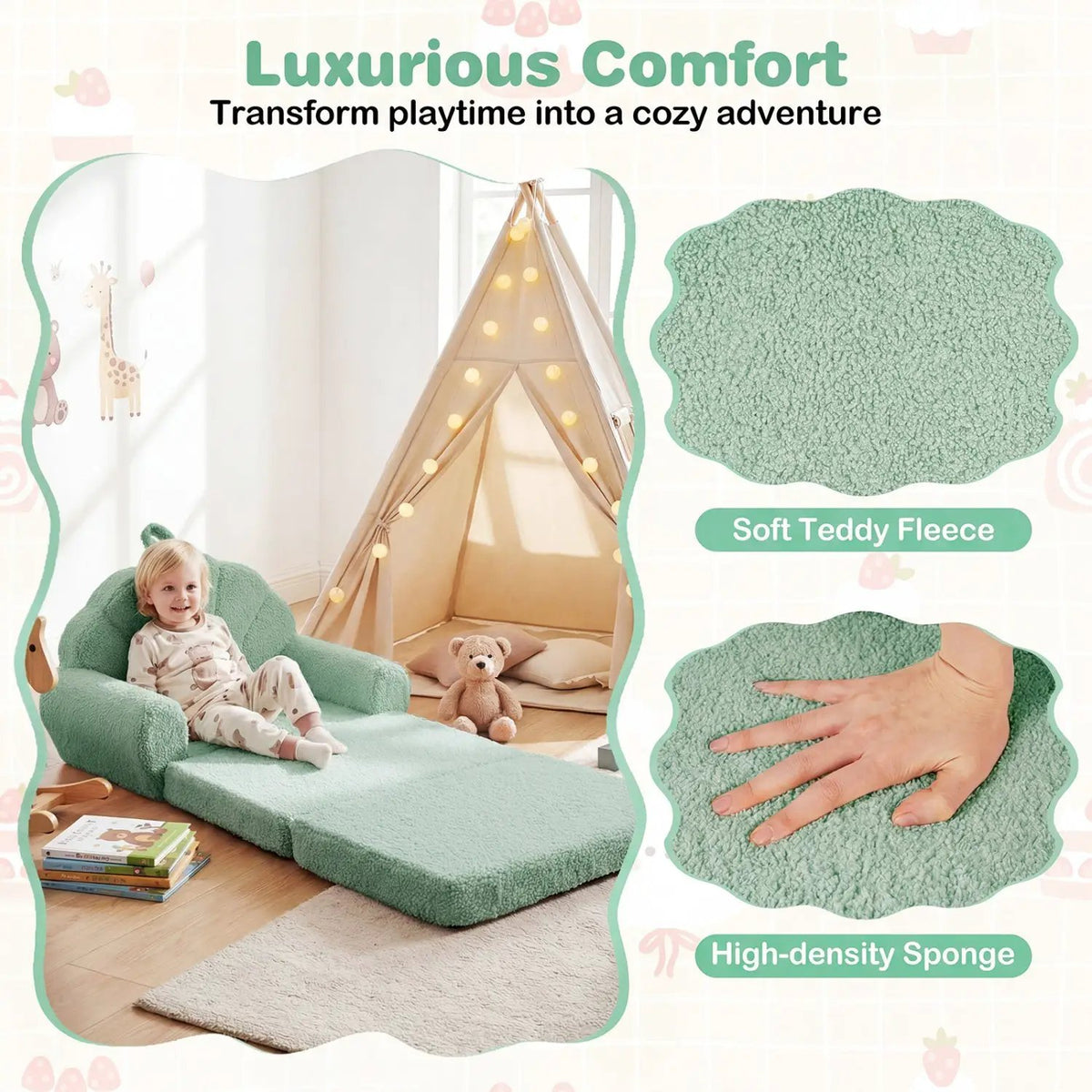 Convertible Kids Sofa 2-in-1 Fold out Toddler Couch Chair, photo 18 of 24