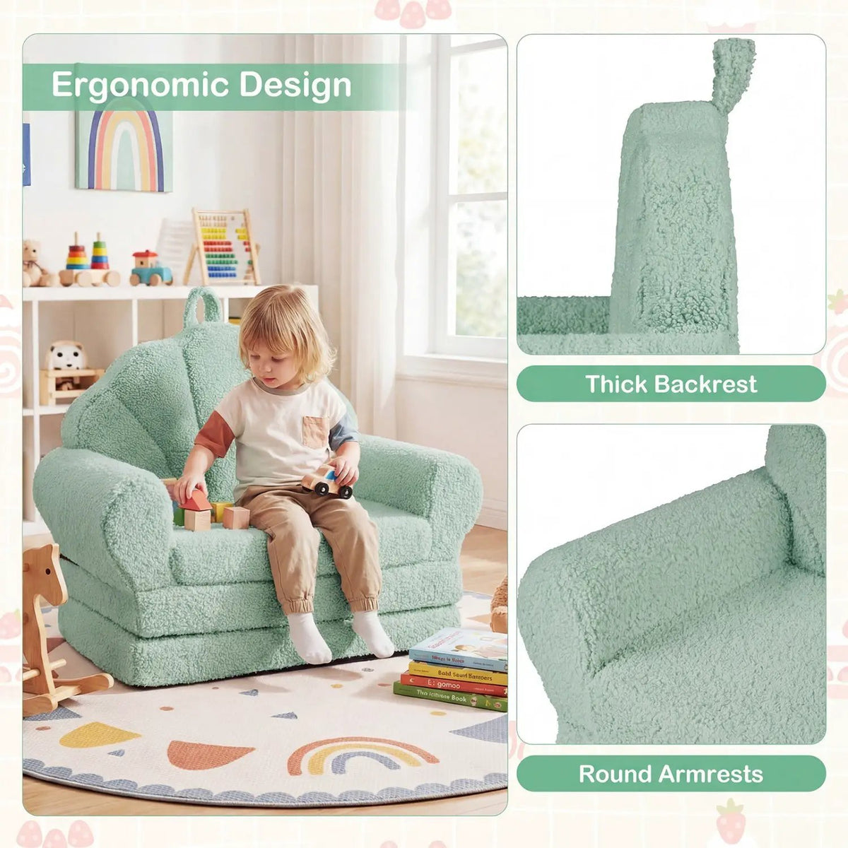 Convertible Kids Sofa 2-in-1 Fold out Toddler Couch Chair, photo 24 of 24