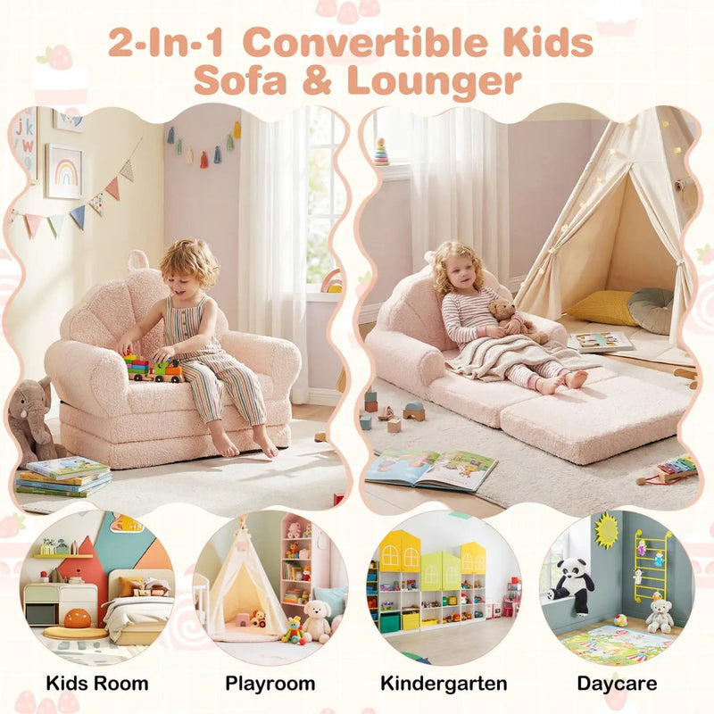 Convertible Kids Sofa 2-in-1 Fold out Toddler Couch Chair by DirectDeals