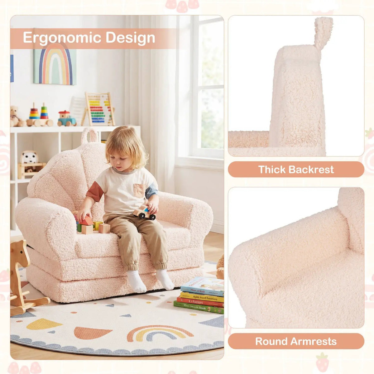 Convertible Kids Sofa 2-in-1 Fold out Toddler Couch Chair, photo 23 of 24