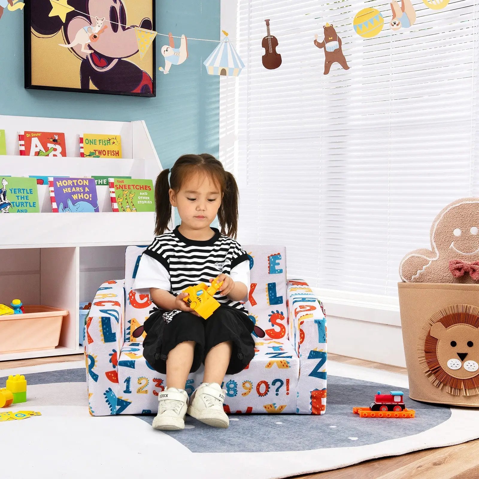 2-in-1 Convertible Kids Sofa with Velvet Fabric by DirectDeals