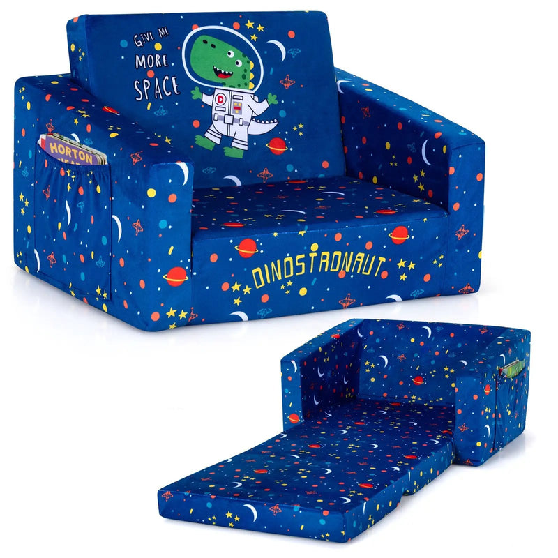 2-in-1 Convertible Kids Sofa with Velvet Fabric by DirectDeals