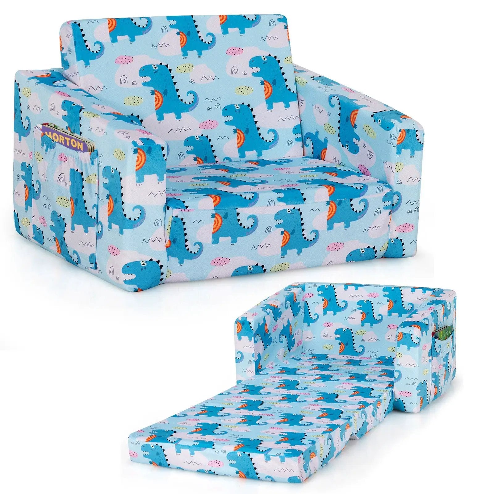 2-in-1 Convertible Kids Sofa with Velvet Fabric by DirectDeals
