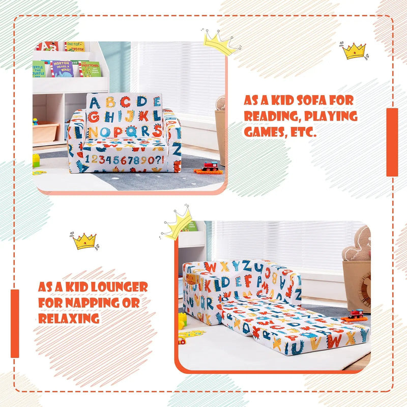 2-in-1 Convertible Kids Sofa with Velvet Fabric by DirectDeals