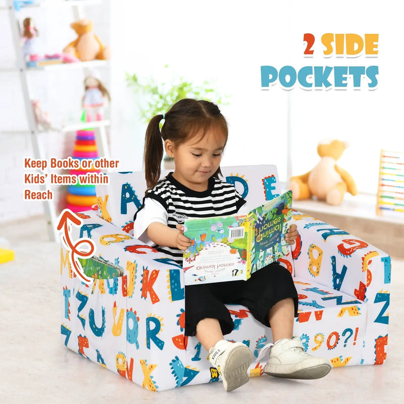 2-in-1 Convertible Kids Sofa with Velvet Fabric by DirectDeals