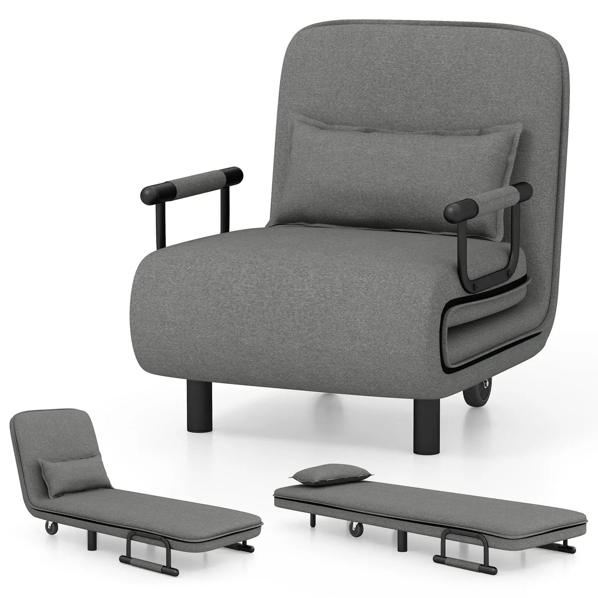 3-in-1 Convertible Sofa Bed with 5-Position Adjustable Backrest and Lumbar Pillow, photo 4 of 11