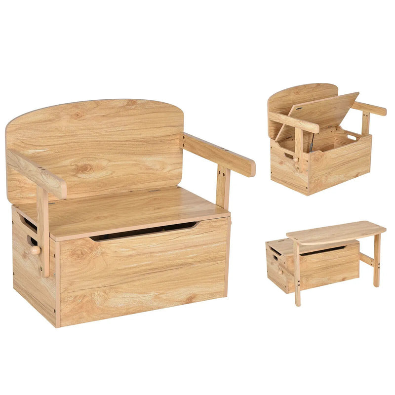 3-in-1 Kids Convertible Storage Bench Wood Activity Table and Chair Set by DirectDeals