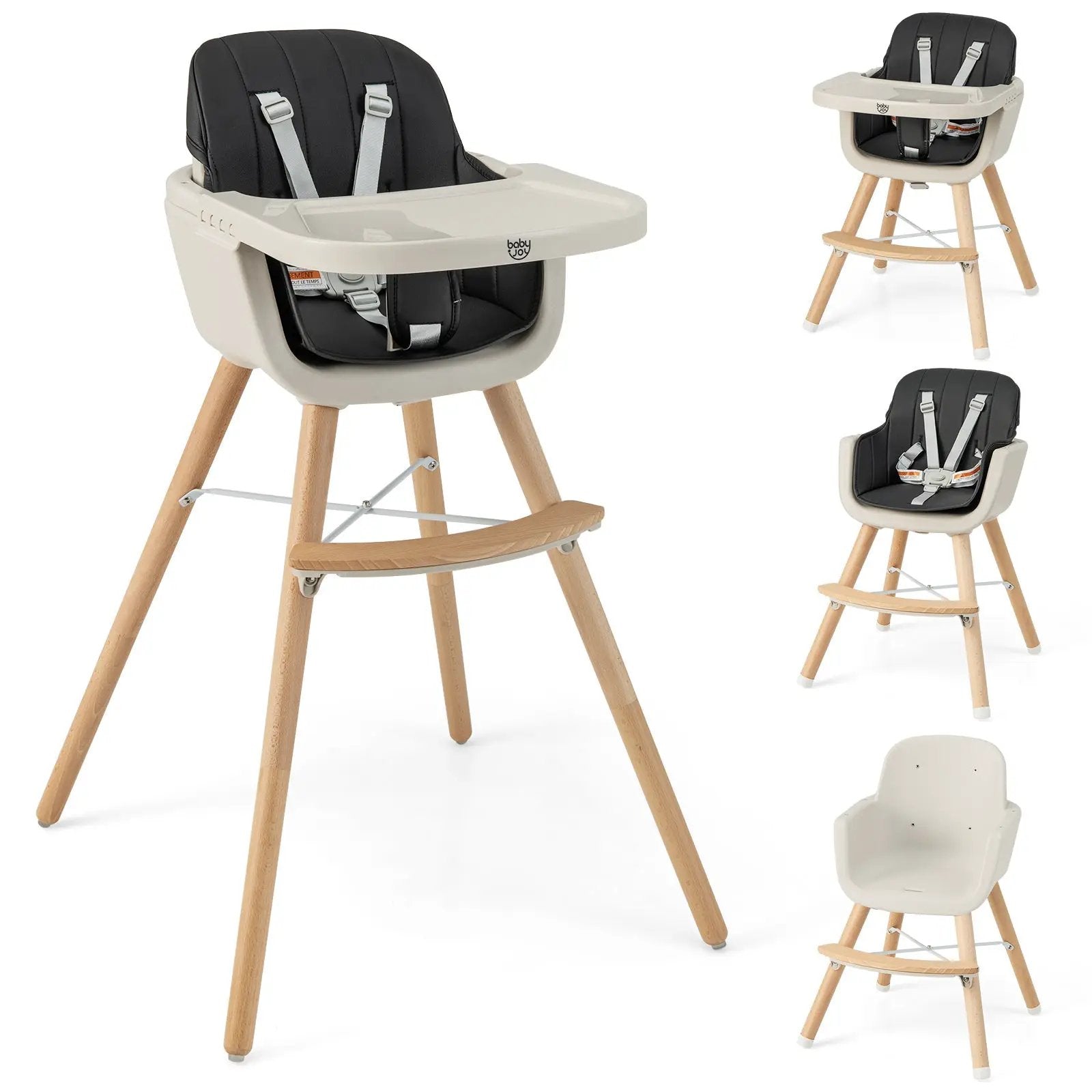 3-in-1 Convertible Wooden High Chair with Cushion by DirectDeals