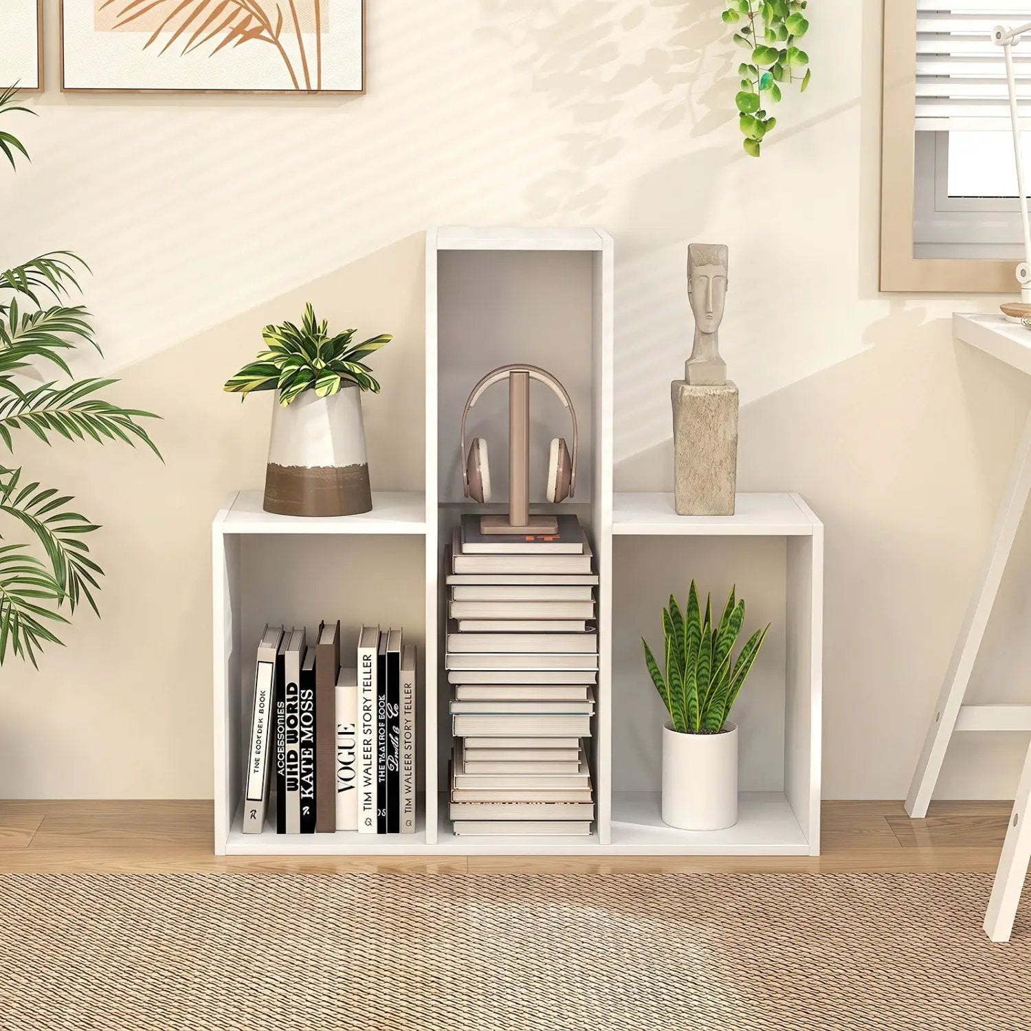 Convex Bookshelf with 3 Open Shelves and Anti-Tip Device by DirectDeals