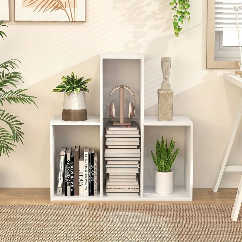 Convex Bookshelf with 3 Open Shelves and Anti-Tip Device by DirectDeals