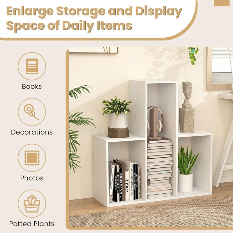Convex Bookshelf with 3 Open Shelves and Anti-Tip Device by DirectDeals