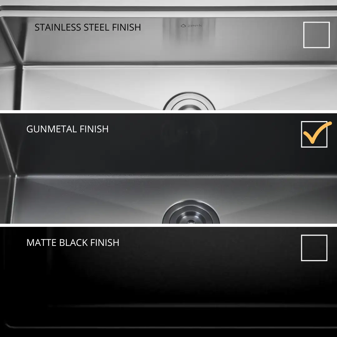 Zeek 15 x 17 Inch Gunmetal Undermount / Drop-In Workstation Sink for RV or Wet Bar 16G Stainless Steel ZW-B157 by ZEEK