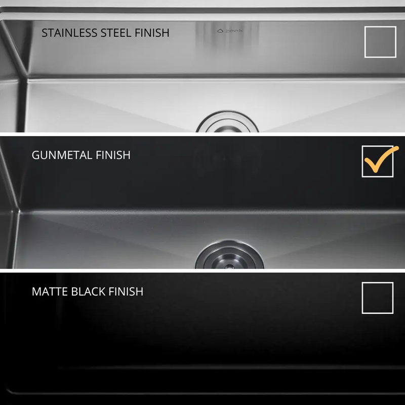 Zeek 15 x 17 Inch Gunmetal Undermount / Drop-In Workstation Sink for RV or Wet Bar 16G Stainless Steel ZW-B157 by ZEEK