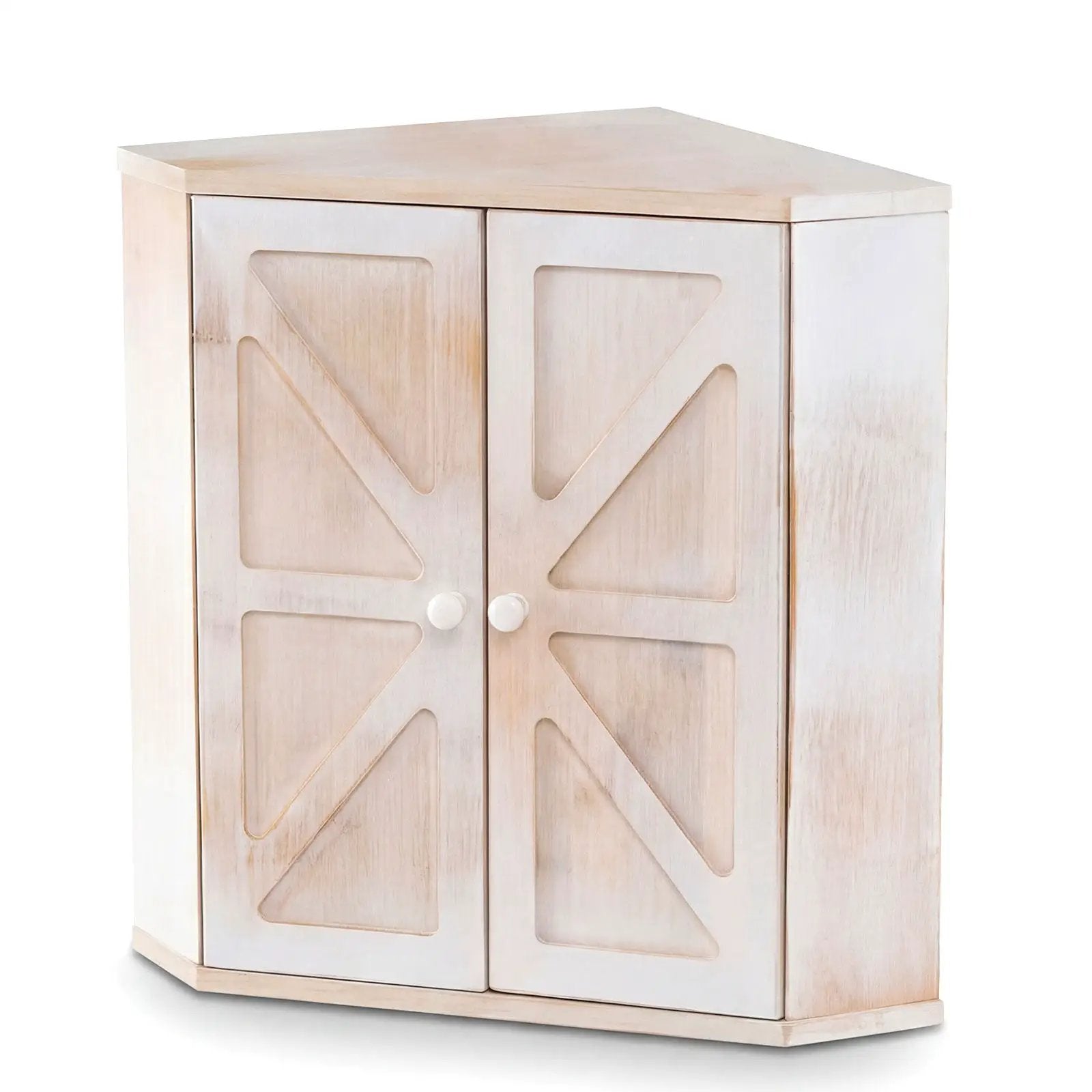 Corner Bread Box for Kitchen Counter Bamboo Double Layer Breadbox Organizer-White by DirectDeals