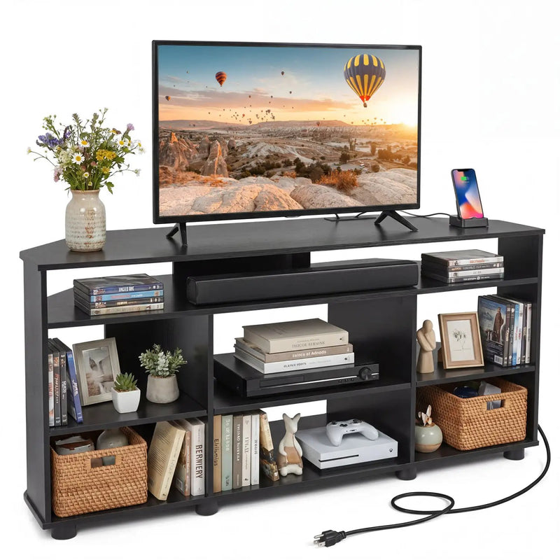 Corner TV Stand for TVs up to 55 Inch with Storage by DirectDeals
