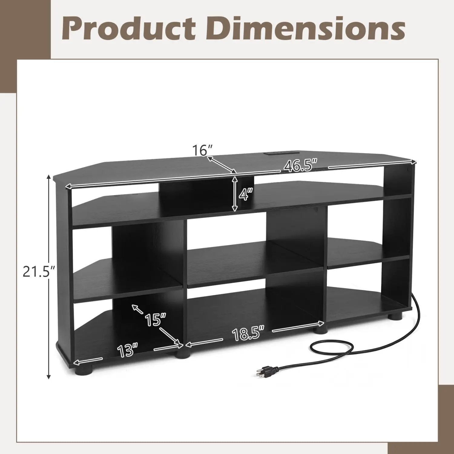 Corner TV Stand for TVs up to 55 Inch with Storage by DirectDeals