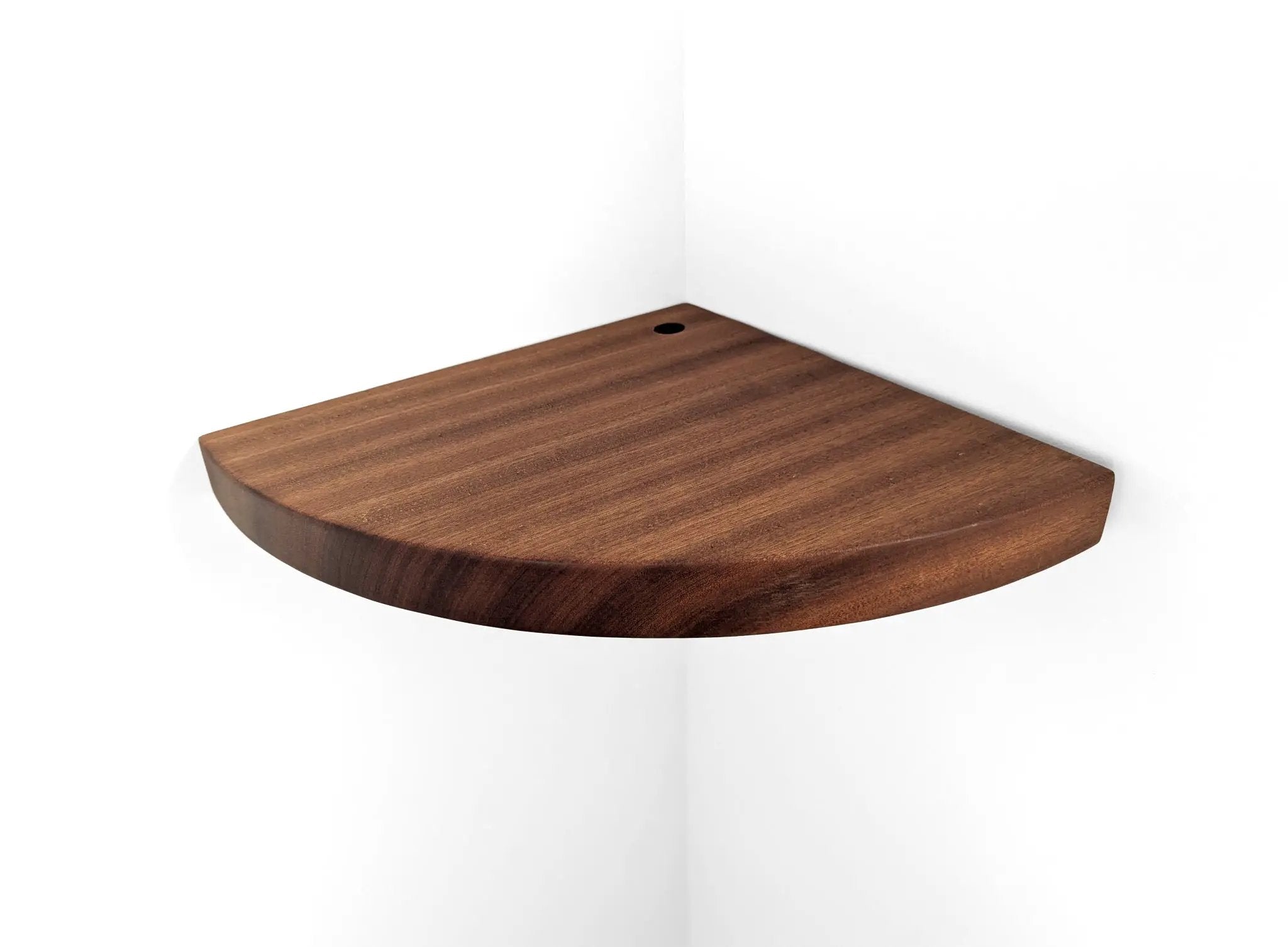 Floating Corner Shelf with Cord Hole in Oak by NookWoodworking