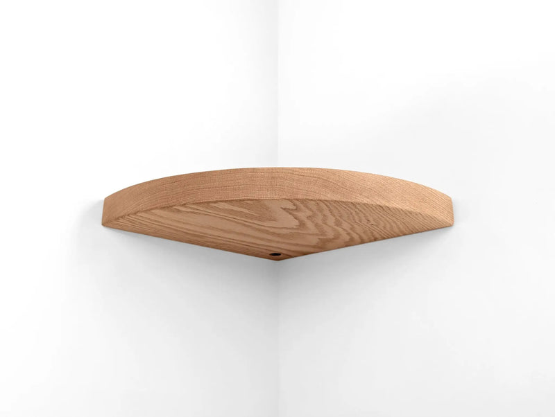 Floating Corner Shelf with Cord Hole in Oak by NookWoodworking