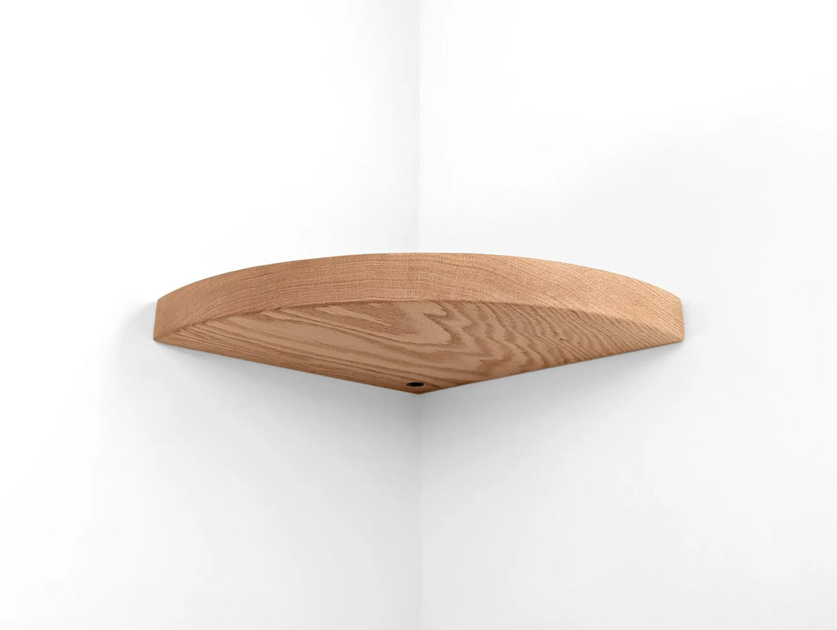 Floating Corner Shelf with Cord Hole in Mahogany, photo 7 of 11