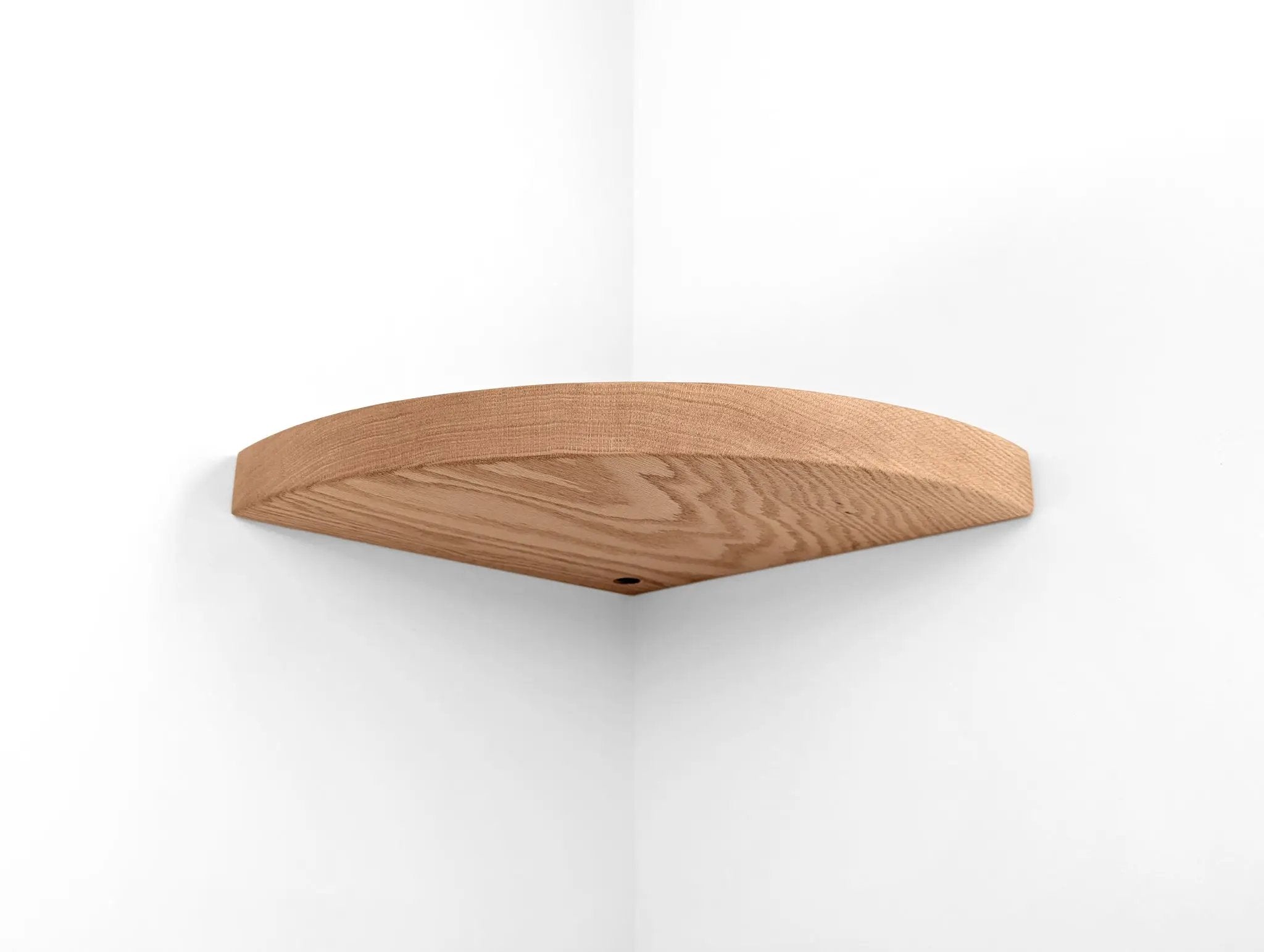 Floating Corner Shelf with Cord Hole in Mahogany by NookWoodworking