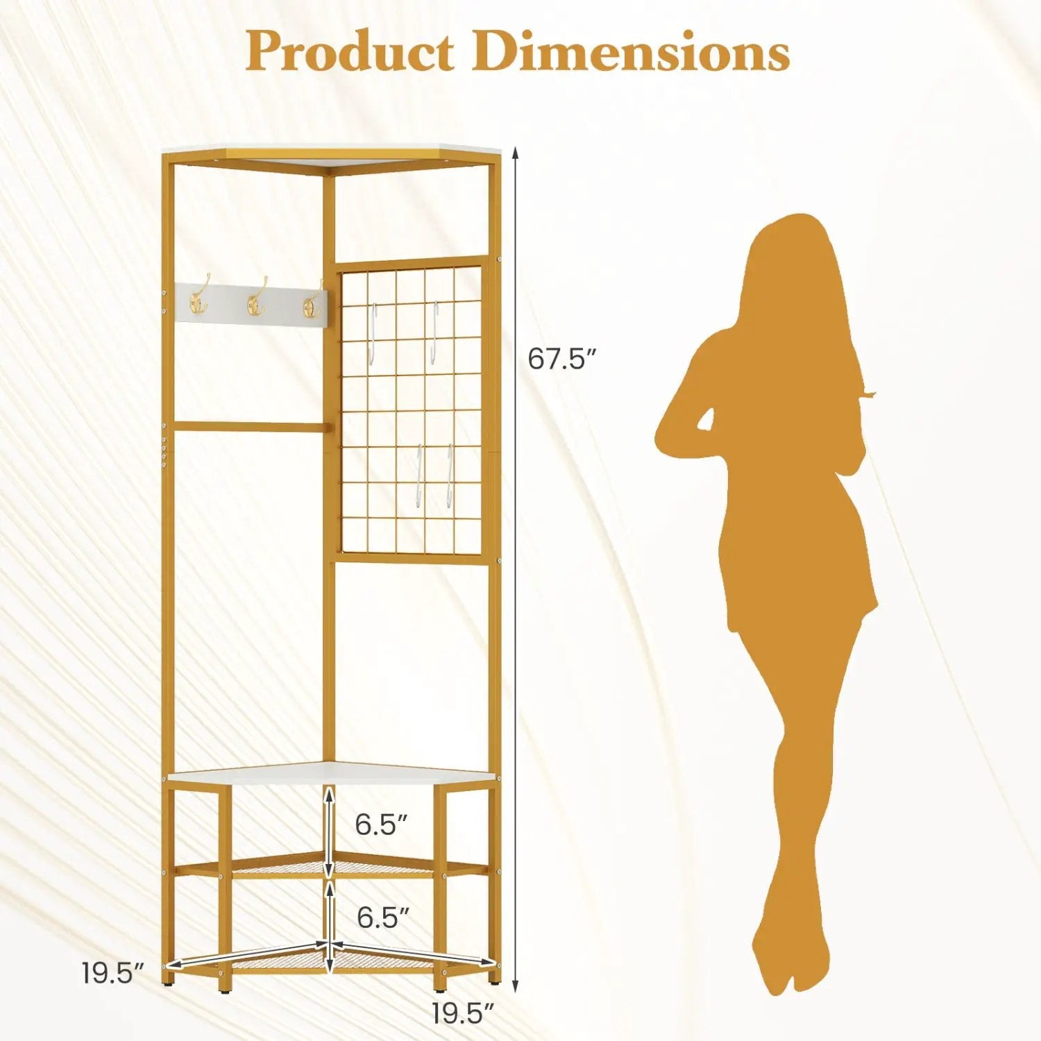 Corner Hall Tree Freestanding Coat Rack with Storage Shelves Removable Hooks by DirectDeals