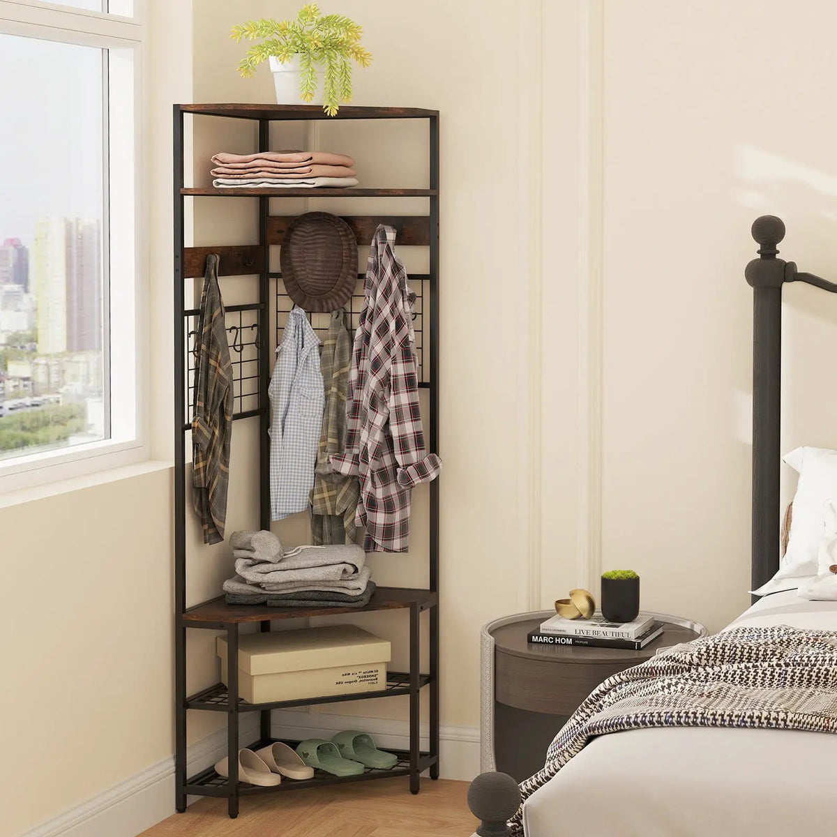 5-Tier Corner Hall Tree with Shoe Storage Bench, photo 2 of 9