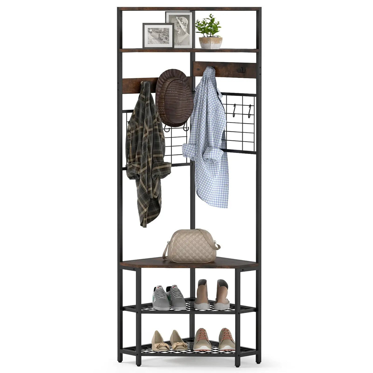 5-Tier Corner Hall Tree with Shoe Storage Bench, photo 4 of 9