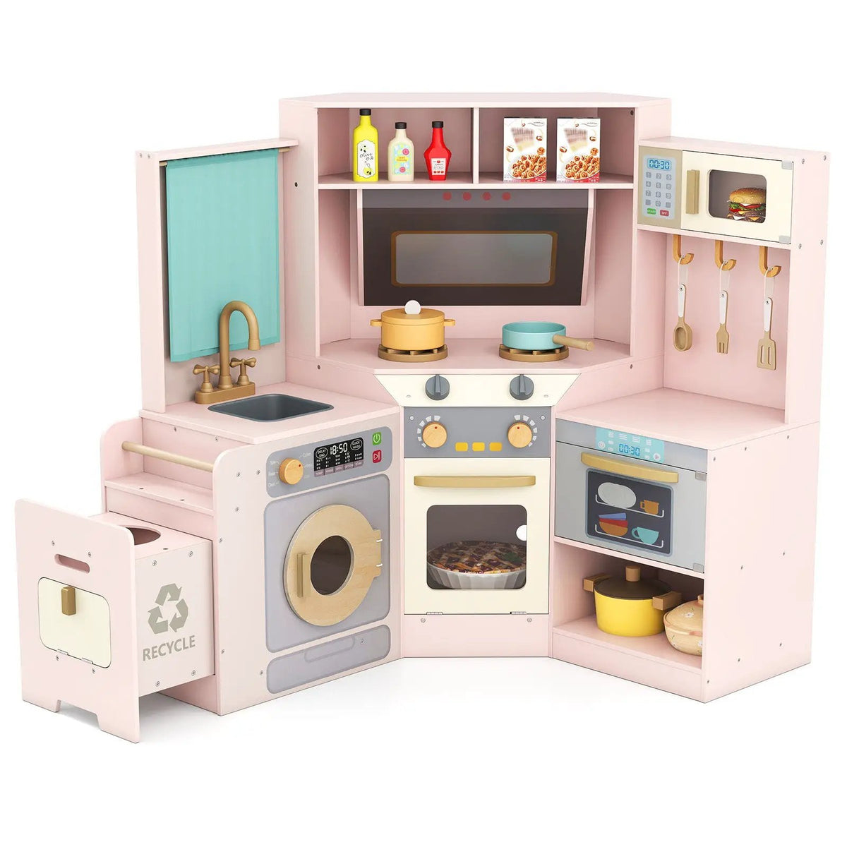 Corner Kitchen Toys with Lights and Sounds with Pull-out Trash Can and Stoves, photo 7 of 24